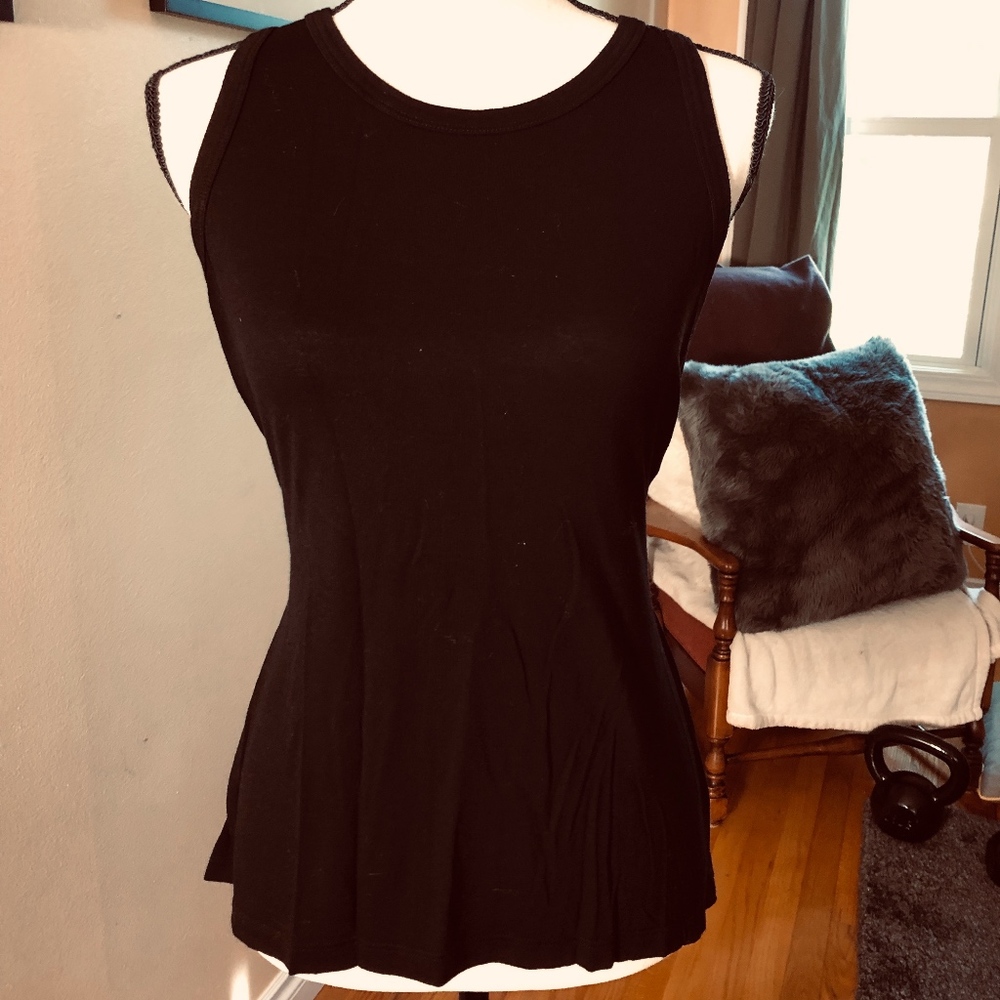 open back black tank top